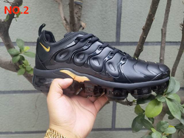  Nike Air VaporMax Plus Leather Men Shoes Black Golden;